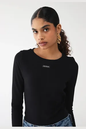LANCA PERFUME Blusa Canelada Ajustada Logo Preta
