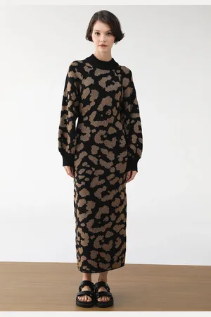 Gentleman Farmer Vestido Tricot Midi Jacquard Lurex Onça