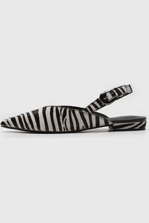 Loucos e Santos Sapatilha Slingback Animal Print Zebra Branca