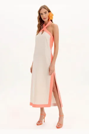 LANCA PERFUME Vestido Midi Frente Única com Fenda