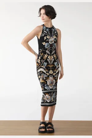Gentleman Farmer Vestido Canelado Midi Jardim Real
