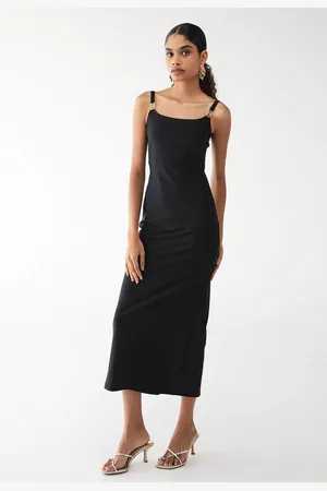 LANCA PERFUME Vestido Midi Alça Aplicacação Metalizada
