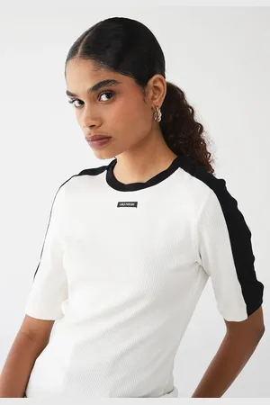 LANCA PERFUME Blusa Canelada Ajustada Logo Off-White