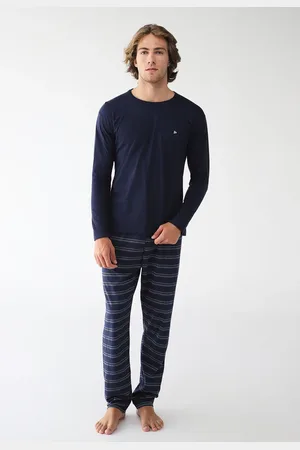 Malwee Conjunto de Pijama Reto Longo Azul-Marinho