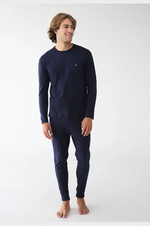 Malwee Conjunto de Pijama Reto Longo Azul-Marinho