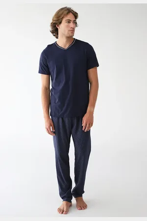 Malwee Conjunto de Pijama Reto Longo Azul-Marinho