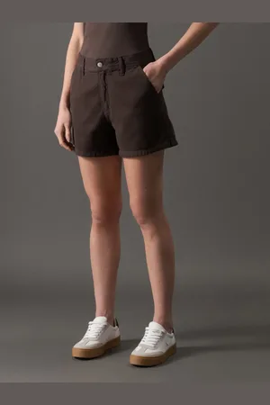 Calvin Klein Short Feminino Color Bolso-Faca - Cafe
