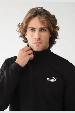 PUMA Blusa de Moletom Flanelada Fechada Logo Preta