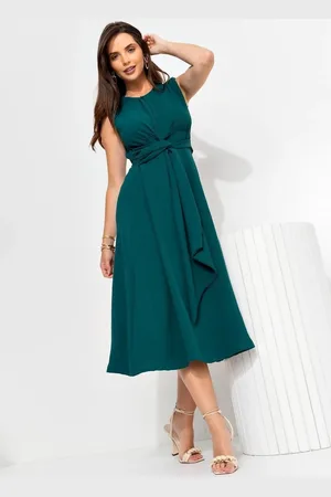 QUINTESS Vestido Feminino Escuro Em Crepe Plano