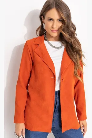 QUINTESS Blazer Feminino Ferrugem Em Alfaiataria