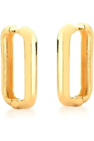 Ania Store Infantil - Brinco Argola Retangular Liso Semijoia Banhado a Ouro 18K Ártemis