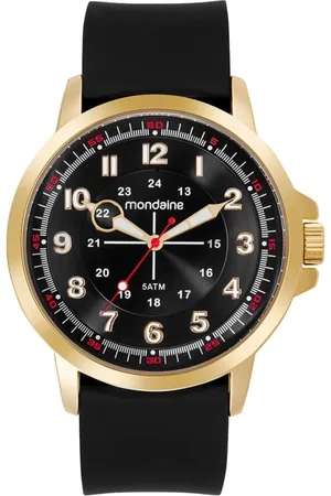 Mondaine Relógio Masculino Dourado Mostrador Duplo Horário