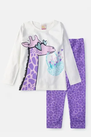 LALUNA Infantil - Conjunto Feminino Meia Estação Girafinha Creme 0222