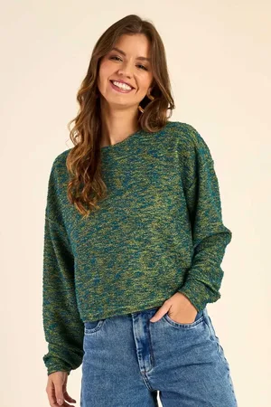 Marialicia Blusão Feminino Tweed Mesclado
