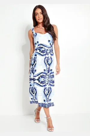 QUINTESS Vestido Feminino Azulejo Em Malha Fria