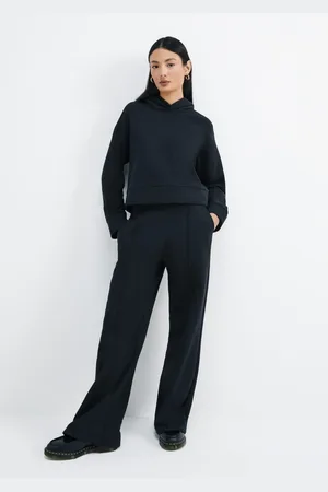 Hering Calça Feminina Pantalona Cintura Alta Em Moletom Peluciado