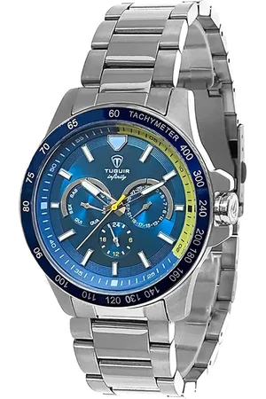Tuguir Relógio MultiFunção Masculino Analógico Infinity TGI37022 Prata e Azul