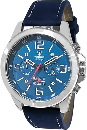 Tuguir Relógio Masculino de Aço Cronógrafo Analógico Infinity TGI37038 Prata e Azul