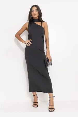 QUINTESS Vestido Feminino Assimétrico Em Malha Fria