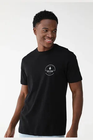 Volcom Camiseta Reta Estampada Preta
