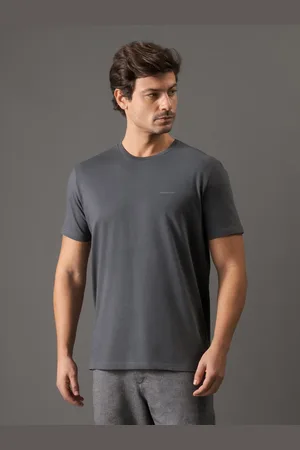 Calvin Klein Camiseta Masculina Logo Básico - Chumbo