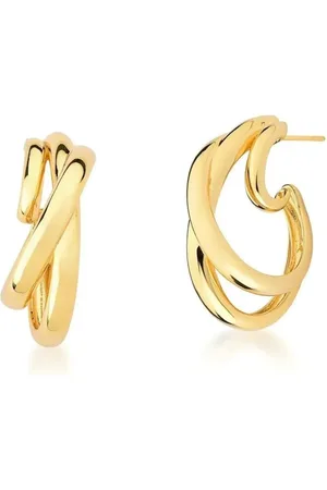 Ania Store Infantil - Brinco Elos Ovais Entrelaçados Semijoia Banhado a Ouro 18K