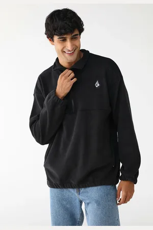 Volcom Blusa de Moletom Flanelada Fechada Logo Preta