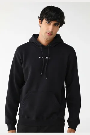 Hang Loose Blusa de Moletom Flanelada Fechada Com Capuz Preta