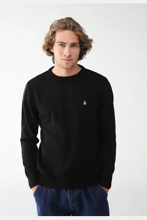 Volcom Blusa de Moletom Fechada Reta Lisa Preta