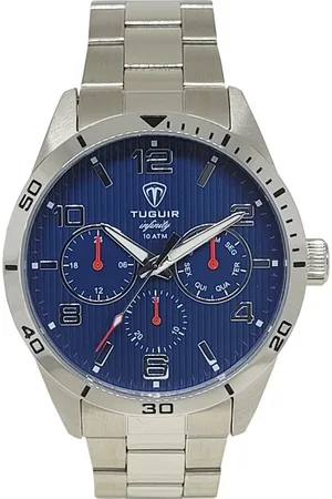 Tuguir Relógio MultiFunção Masculino Analógico Infinity TGI37056 Prata e Azul