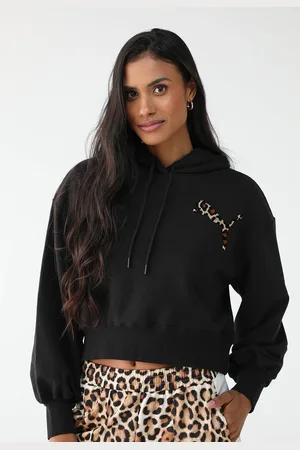 PUMA Blusa de Moletom Flanelada Fechada Leo Luxe Relaxed Com Capuz Preta