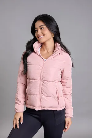 LEMIER Jaqueta Puffer Feminina Com Capuz Removível Collection Rosa
