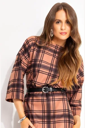 QUINTESS Blusa Feminina Xadrez Em Malha
