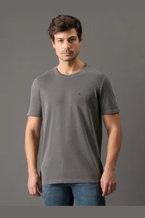 Calvin Klein Camiseta Masculina Monograma Pigmento - Chumbo