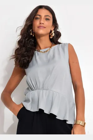 QUINTESS Blusa Feminina Claro Em Viscose Slub