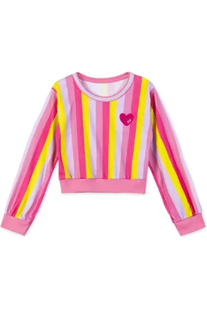 Marisol Infantil - Blusa Cropped Listrada Manga Longa Feminina
