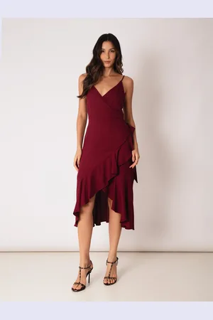 RAIZZIS VESTIDO DECOTE V ALCINHA TRANSPASSADO VINHO