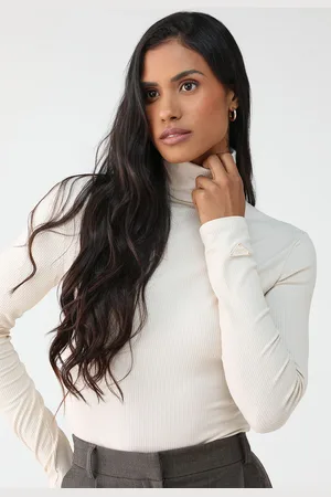 LANCA PERFUME Blusa Canelada Ajustada Logo Off-White