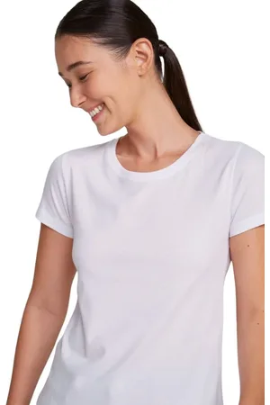 Di Nuevo Kit Com 5 Camisetas Femininas Slim Básicas Branca lisa