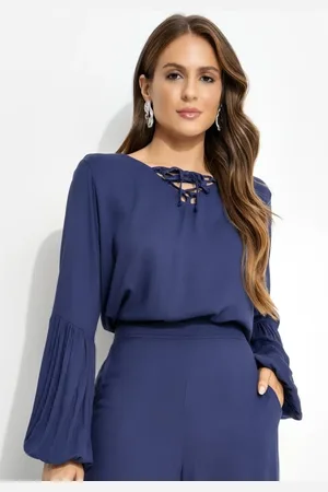 QUINTESS Blusa Feminina Em Viscose Plana Sarjada