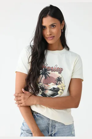 Hurley Camiseta Reta Slik Flower Vintage Branca