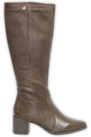 Spinelli Bota Cano Longo Couro Salto 4 CM Bico Fino Camel