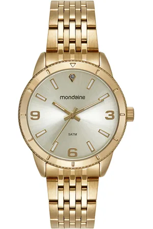 Mondaine Relógio Feminino Caixa Serrilhada Estojo Mini Bolsa