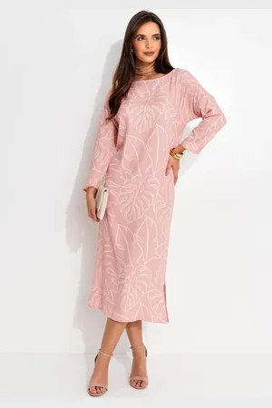 QUINTESS Vestido Feminino Folhagem Em Alfaiataria Sarjada