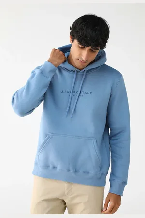 Aeropostale Blusa de Moletom Flanelada Fechada Reta Bolso Canguro