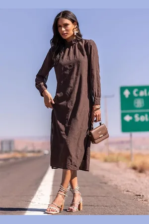 QUINTESS Vestido Feminino Bordado Em Chiffon