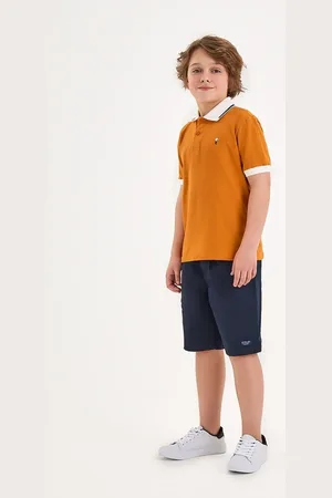 Onda Marinha Infantil - Conjunto Camiseta Polo e Bermuda em Sarja Papelada