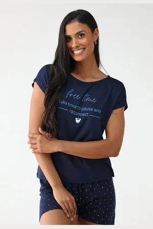 Malwee Conjunto de Pijama Curto Poá Free Time Azul-Marinho