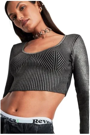 Reversa Blusa Tricot Canelado Mg Longa