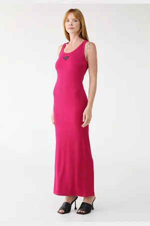 LANCA PERFUME Vestido Canelado Longo Logo Pink